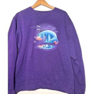 VTG 90s Disney Eeyore Sweatshirt Crewneck Winnie The Pooh Purple LARGE nostalgia